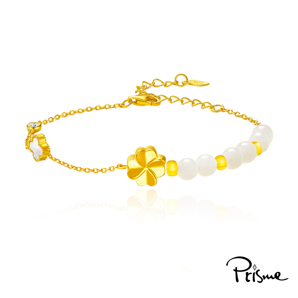 【Prisme Gold】黃金手鍊 純金999幸運草母貝手鍊 (約重0.05錢&plusmn;0.02), , large