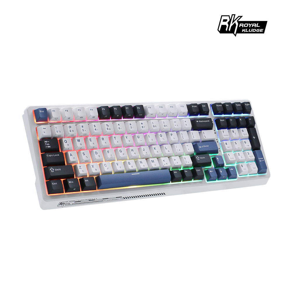[樂維科技]RKG98機械鍵盤 藍牙三模PBT鍵帽 100鍵K黃軸 RGB 藍色潮汐｜注音, , large