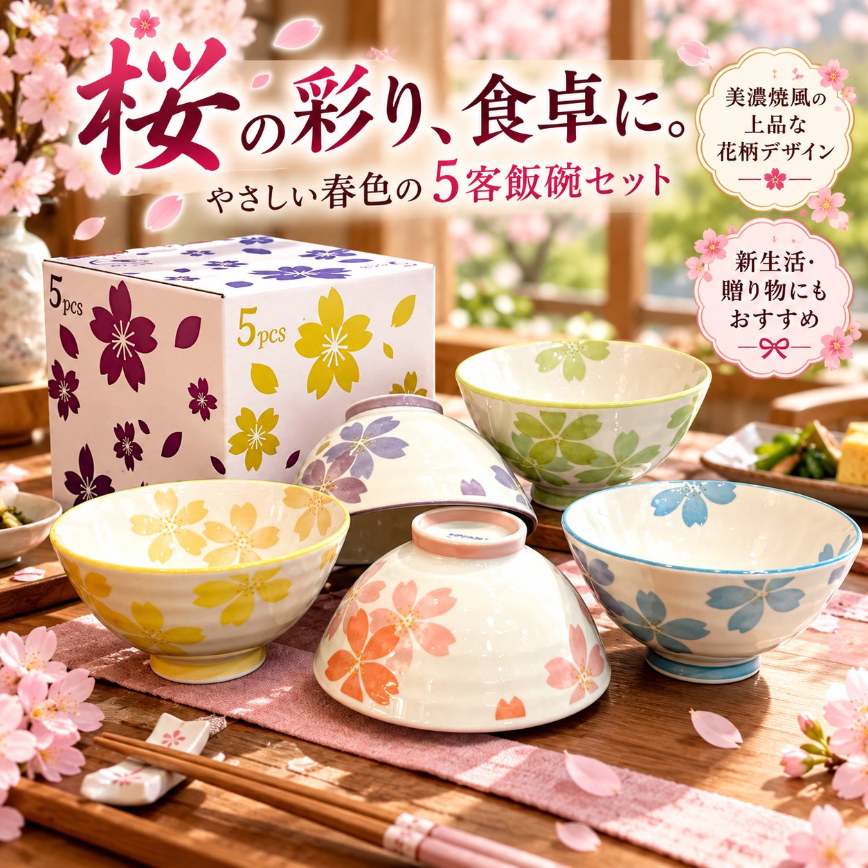 【HIYASU日安工坊】日安工坊櫻之彩5入碗組, , large