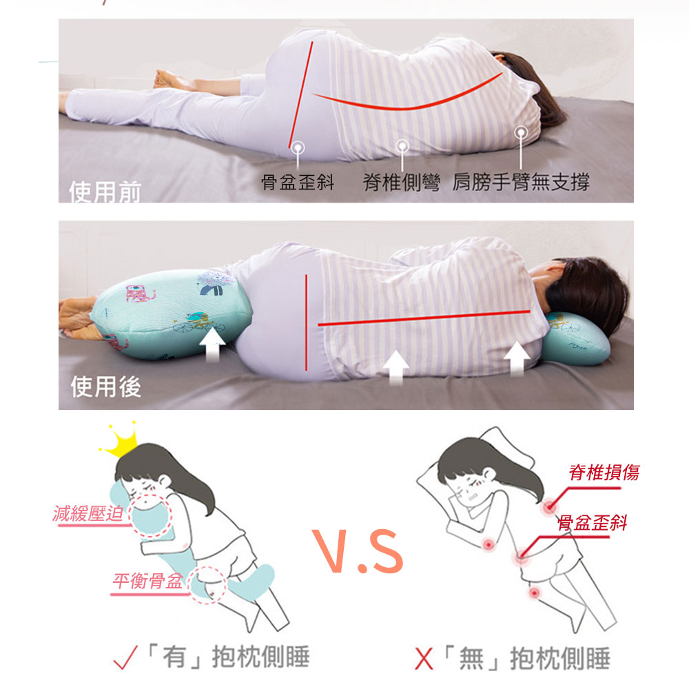 【旭】日本旭川AIRFIT氧活力涼感側睡枕-童話森林正確睡姿 海馬枕 長型抱枕 側睡枕 抱枕, , large