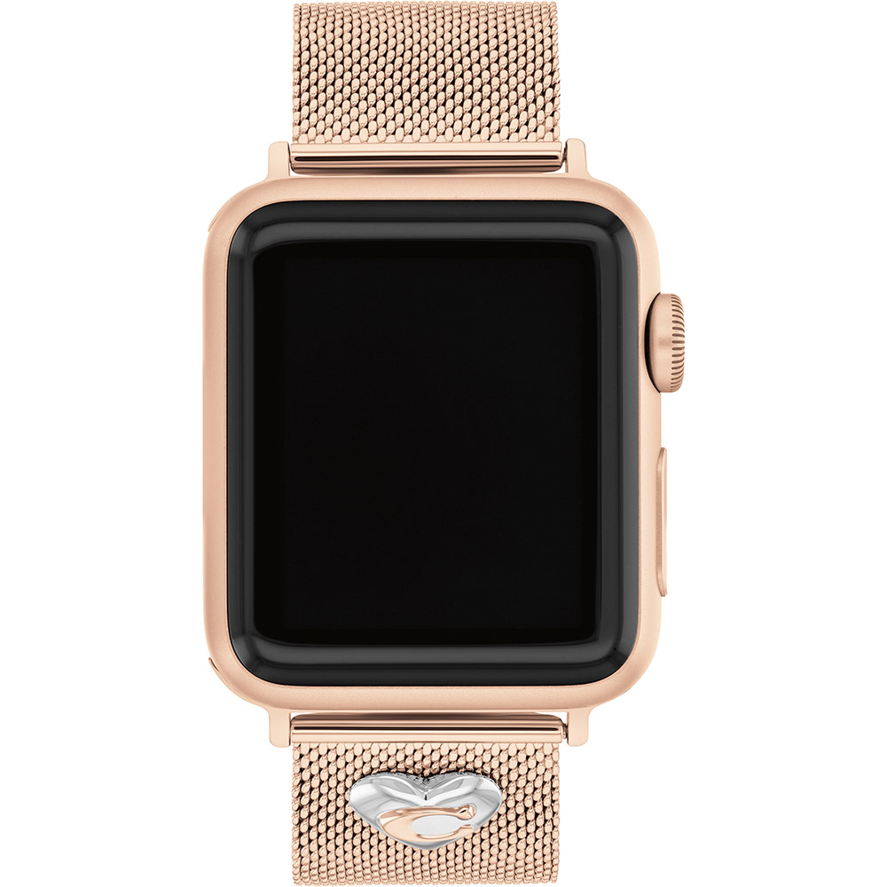COACH Apple Watch 錶帶 38/40/41mm 適用 米蘭鍊帶 C字愛心錶帶-玫瑰金(不含手錶), , large