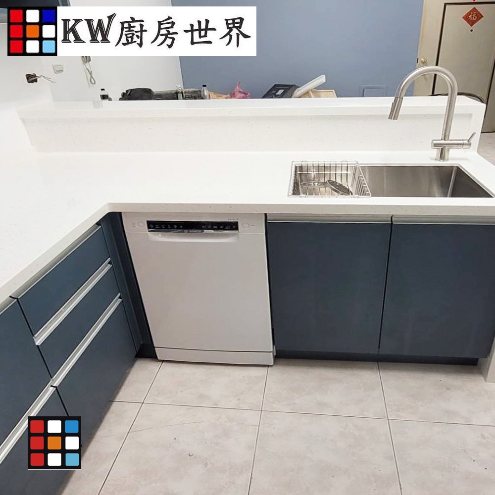 【KW廚房世界】系統廚具 廚房設計 崁入式洗碗機 吧檯 客製化 廚櫃 流理台工廠直營 丈青色系, , large