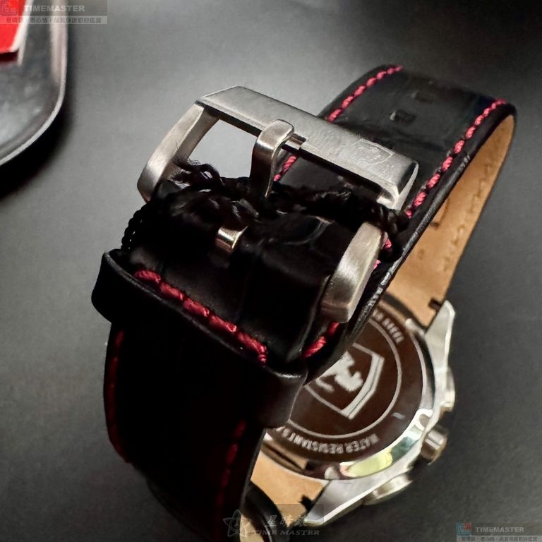 [星晴錶業]FERRARI手錶,46mm,FE00093白色錶面黑錶殼深黑色真皮皮革錶帶款, , large