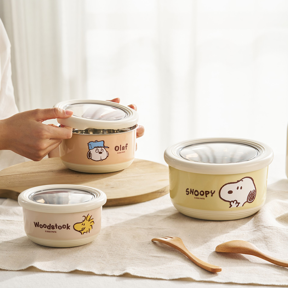 Snoopy 史努比 小食光 #304不銹鋼保鮮碗3入組(1200ml+720ml+420ml), , large