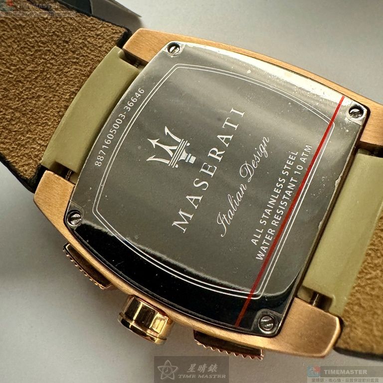 [星晴錶業]MASERATI手錶,42mm, 48mm,R8871605003黑色錶面玫瑰金錶殼深黑色真皮皮革錶帶款, , large