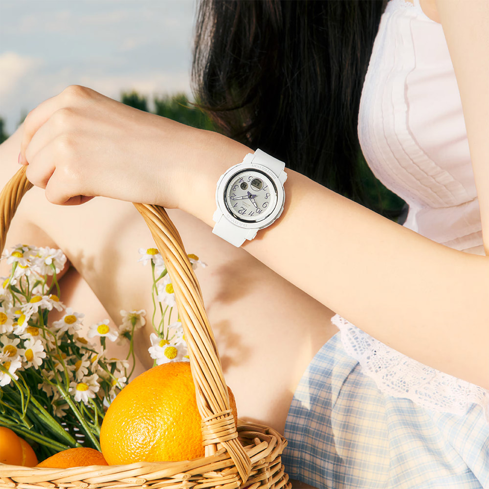 CASIO 卡西歐 BABY-G 金屬色易讀數字雙顯女錶 電子錶-柔和白 送禮 禮物 推薦(BGA-290SA-7A), , large
