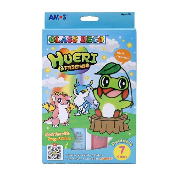 【AMOS 阿摩司】韓國原裝 7色 HUERI&FRIEND 主題 22ML 玻璃彩繪組 / 組 FD22P7R-H, , large