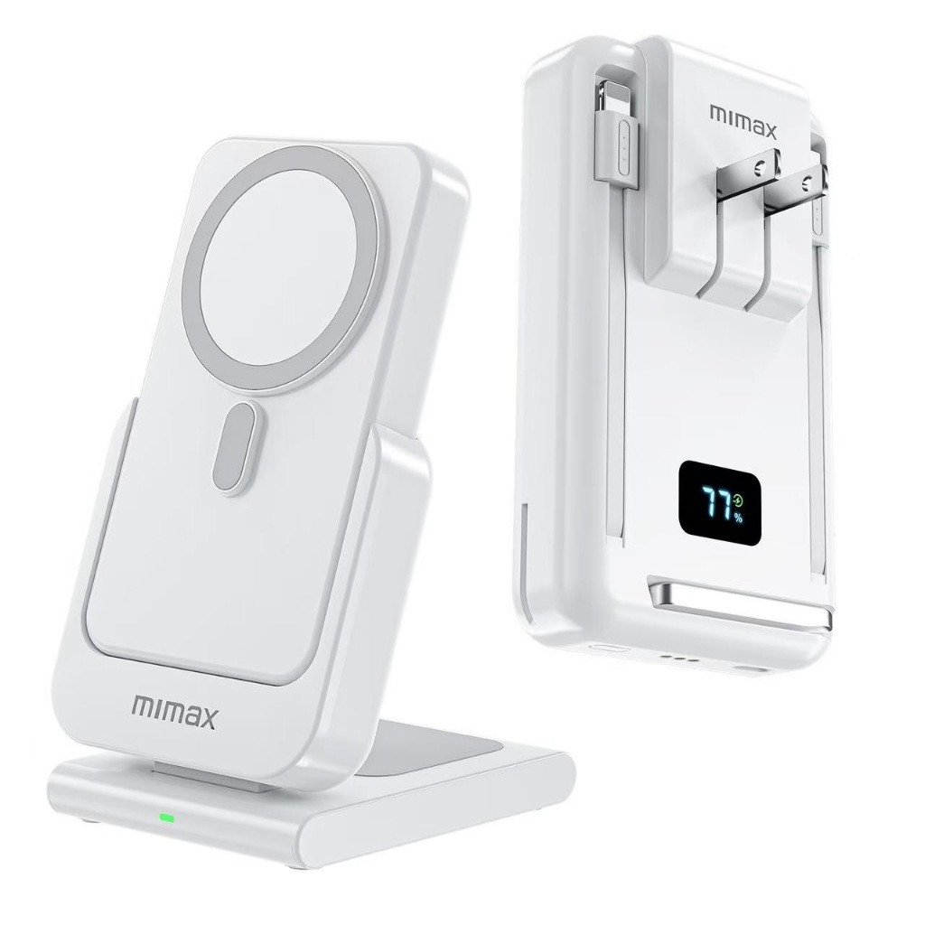 mimax 米覓  磁吸無線充支架行動電源 10000mAh  自帶AC插頭, , large