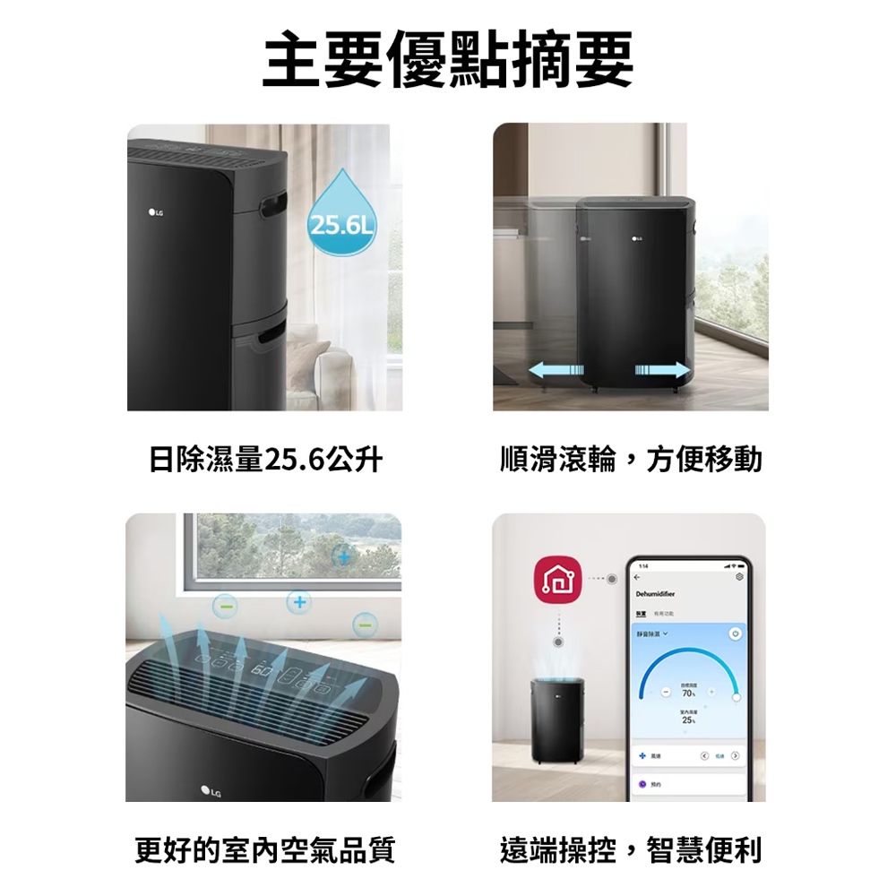 LG 25.6L PuriCare&trade; WiFi Dual Inverter Dehumidifier WD261VKF0, , large