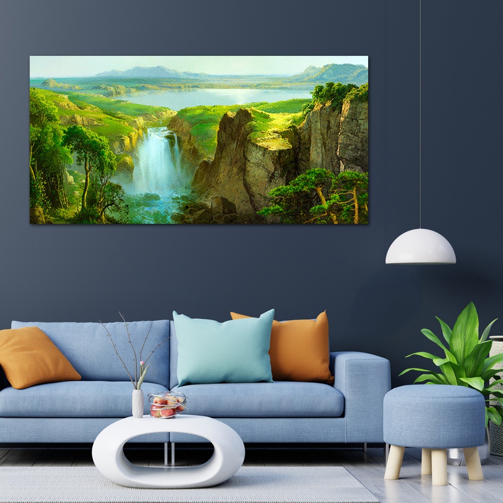 【御畫房】天瀑 國家一級畫師手繪油畫60&times;120cm(VF-136), , large
