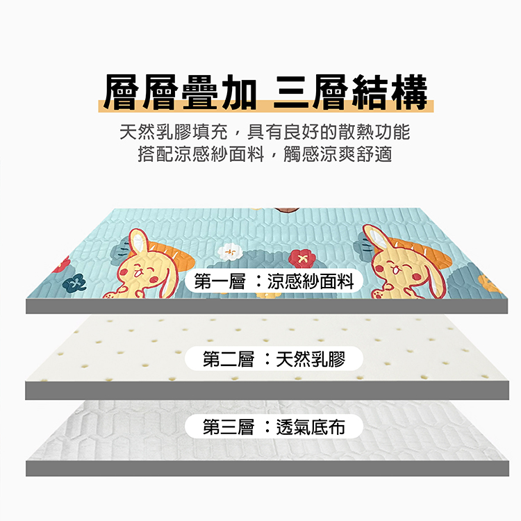 可水洗三件式乳膠凉墊枕套-花色隨機出貨-雙人, , large
