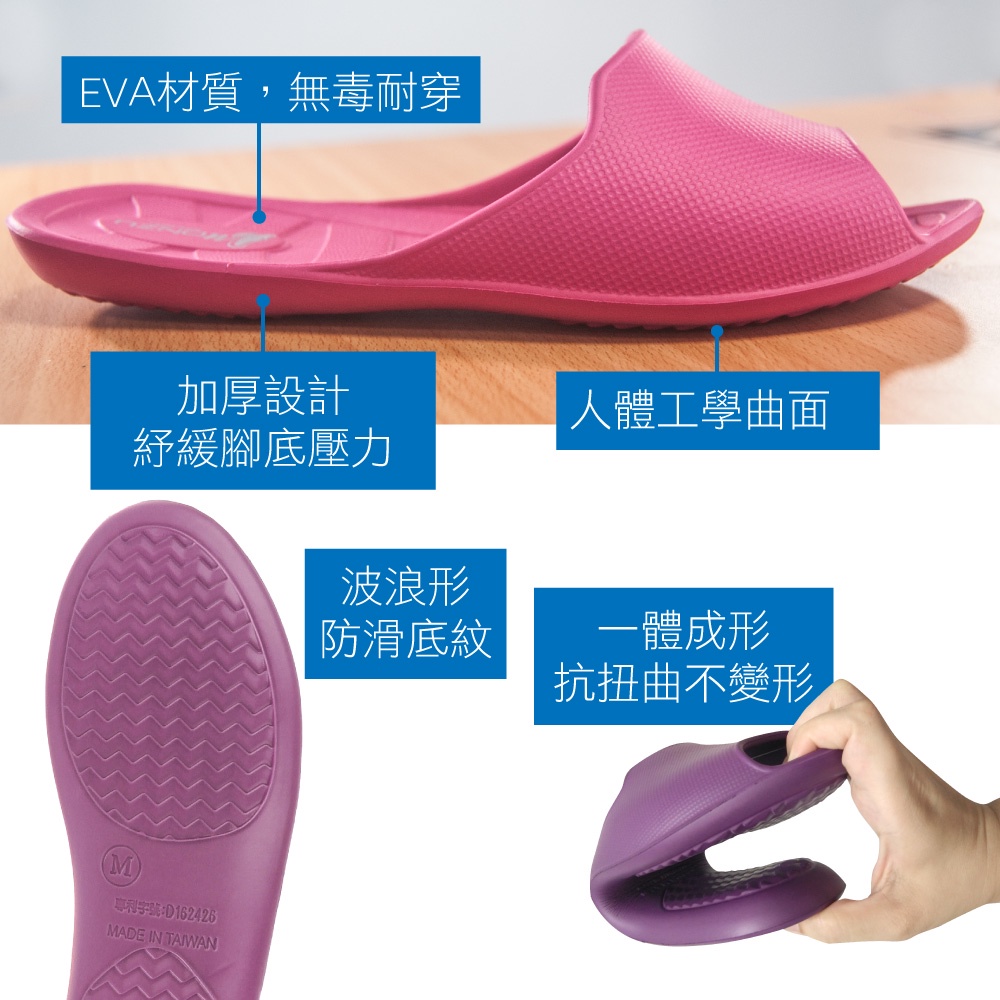 [LASSLEY] EVA魚口拖鞋 室內拖鞋 浴室拖鞋 居家拖鞋 止滑 防滑 適合拇指外翻 台灣製造, , large
