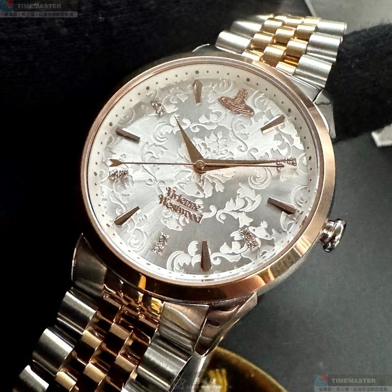 [星晴錶業]Vivienne Westwood手錶,38mm,VW30320銀白色錶面玫瑰金錶殼金銀相間精鋼錶帶款, , large