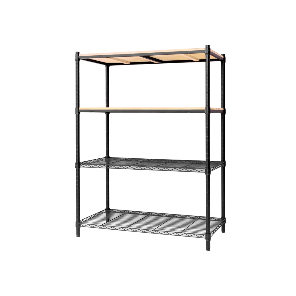 【Y HOUSE】90x45x120cm pine four-layer storage rack rack iron rack - black teak, , large