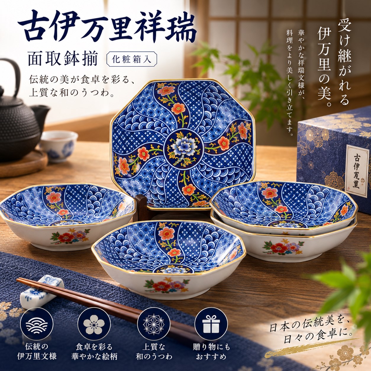 【HIYASU日安工坊】古伊萬里祥瑞 面取取血揃 <化粧>, , large