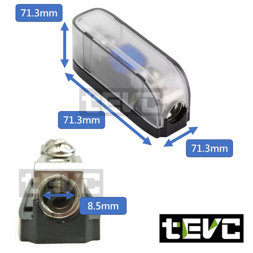 《tevc》A1 音響 改裝 車用 專用 一進一出 單路 保險絲座 熔絲型 ANL型(小號) ANS 保險絲, , large