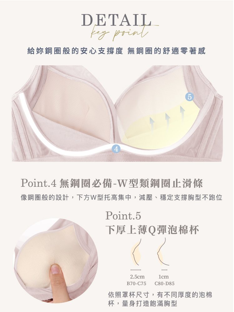 【Clany可蘭霓】無鋼圈涼感無痕 透膚性感 B-D內衣 柔霧粉 6992-32, , large