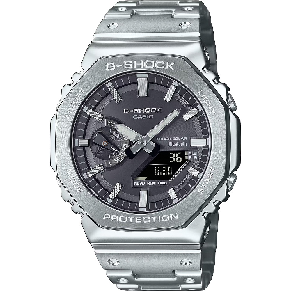 CASIO 卡西歐 G-SHOCK 全金屬 雙顯太陽能藍牙手錶 GM-B2100SD-1A, , large