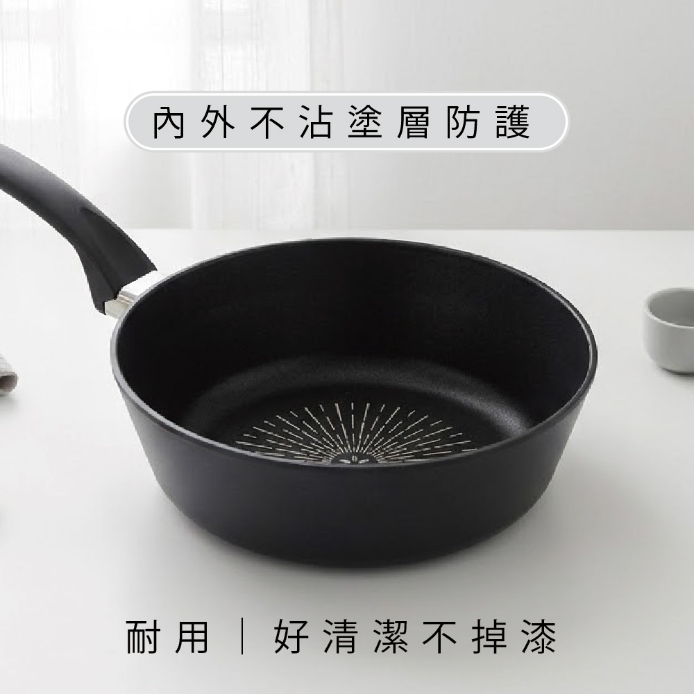 韓國Kassel 鑽石超導熱極輕不沾平底深型炒鍋24cm（瓦斯爐和電磁爐IH可用款）, , large