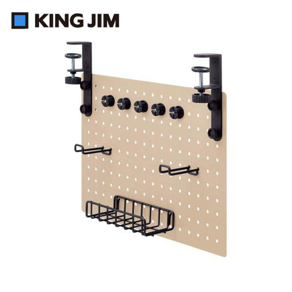 KING JIM ROUTE BOARD 三用夾式洞洞板/電線集線板 卡其色, , large