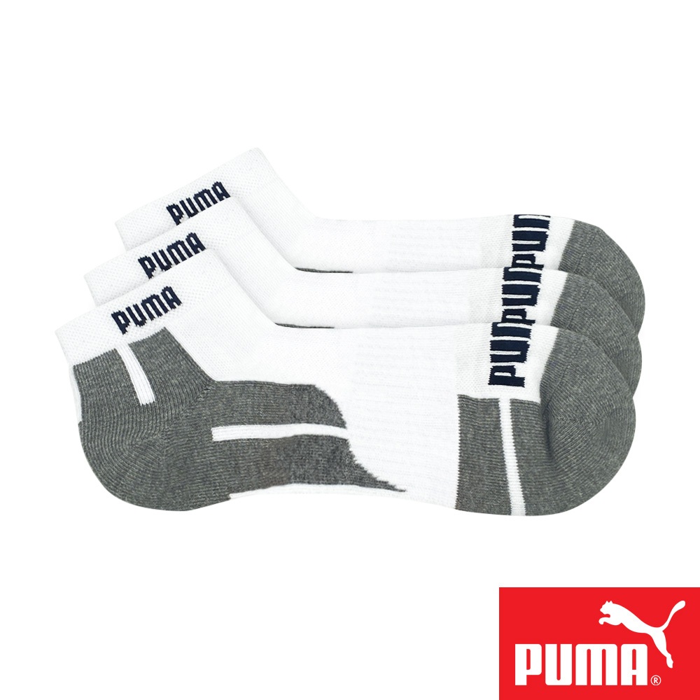 PUMA 經典加厚毛巾底運動短襪3雙裝 彪馬 跳豹 男襪 女襪 襪子 運動襪 短筒襪 踝襪 加厚 透氣 足弓支撐 白, , large