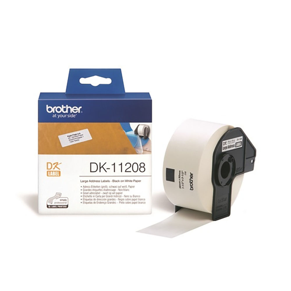 【 BROTHER】兄弟牌  白底黑字 38x90mm(400張) 定型標籤帶 / 盒 DK-11208, , large