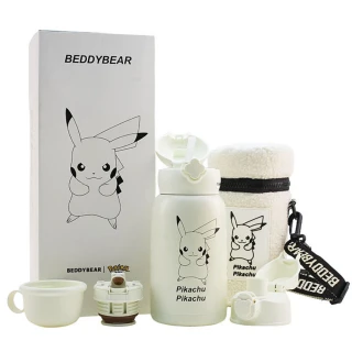 BEDDY BEAR Tea Cup Bear Four-Leaf Clover Children's Thermos Series Black and White Electric Pikachu (630ml 316 Stainless Steel Water Bottle), , large
