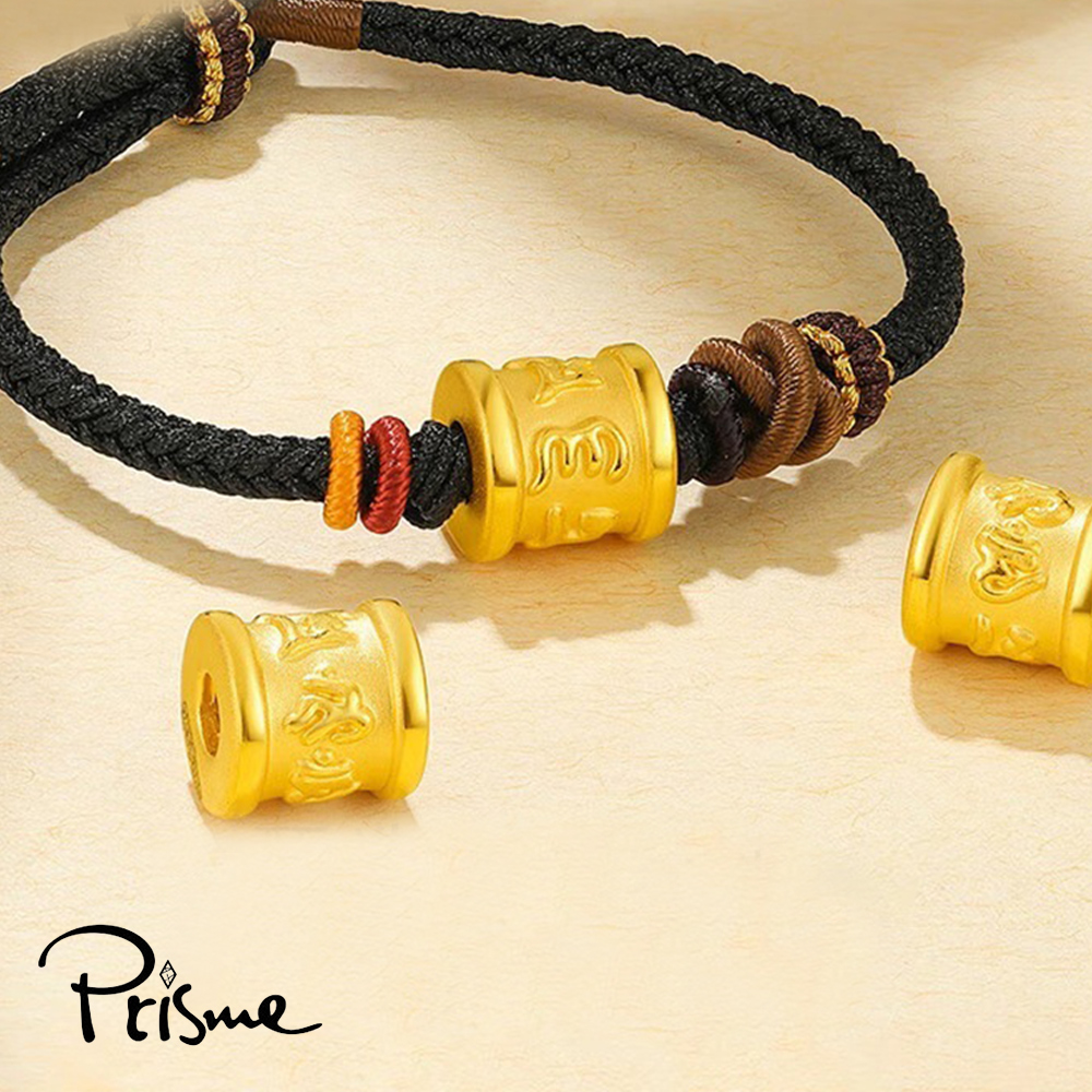 【Prisme Gold】黃金手鍊 六字真言黑編織手繩(金重：約0.05錢&plusmn;0.02), , large