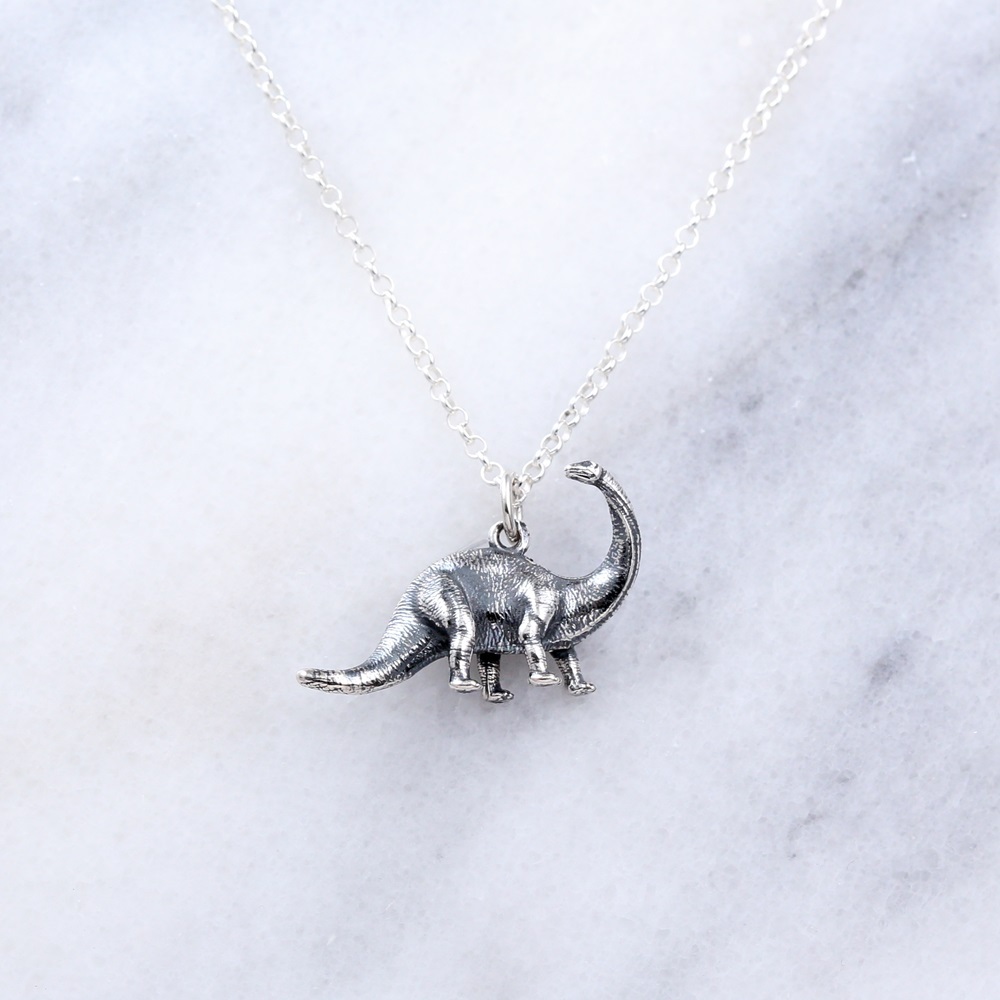 【Angel & Me】3D Dinosaur Brontosaurus s925 sterling silver necklace Birthday gift, , large