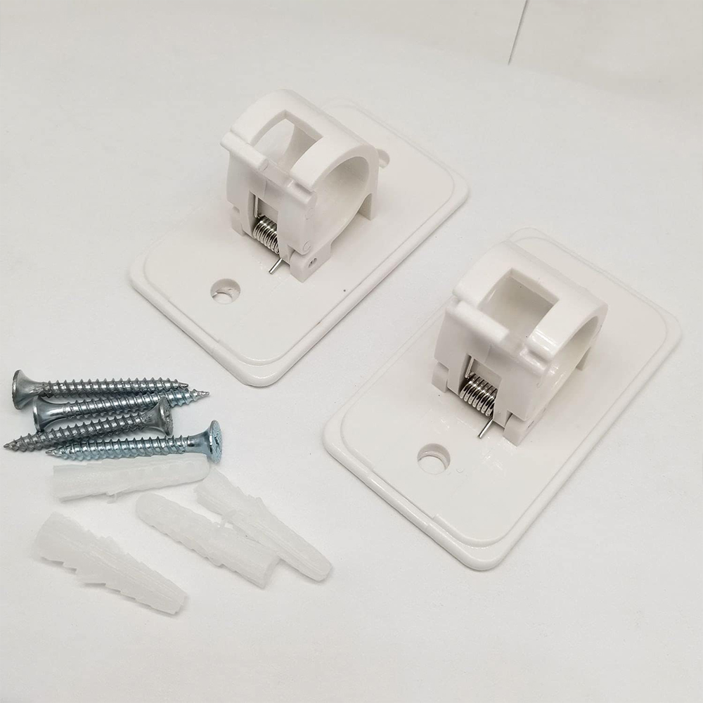 【SV61144】2入4cm內大型伸縮桿夾 黏貼螺絲兩用支架 窗簾桿固定夾 開扣式設計 適用窗簾門簾桿 伸縮桿固定器, , large