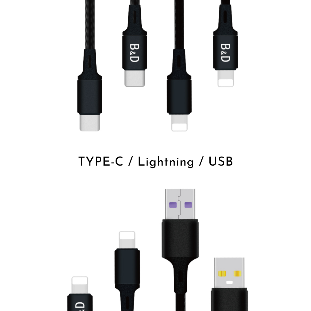 尼龍編織充電線 一盒2條 適用於快速充電  蘋果、安卓手機平板, , large