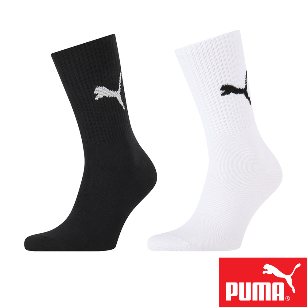 PUMA 男女款運動中短筒襪1雙裝 彪馬 跳豹 男襪 女襪 襪子 運動襪 小腿襪 棉襪 柔軟 舒適 高彈 耐磨 黑 白, , large