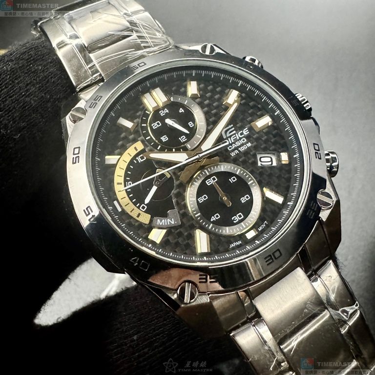 [星晴錶業]CASIO手錶,44mm,CA56830黑色錶面銀錶殼銀色精鋼錶帶款, , large