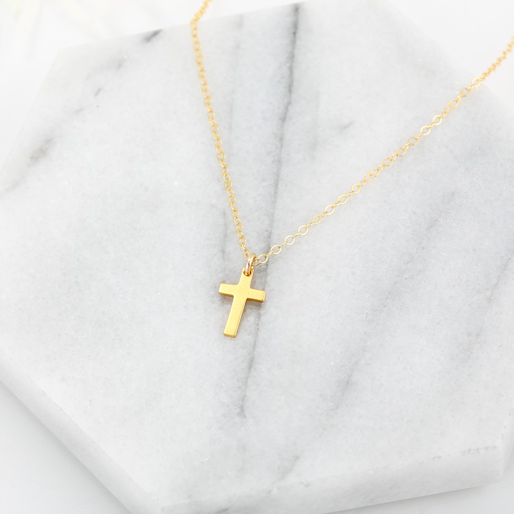 【Angel & Me】Blessed Cross s925 sterling silver 24k gold plated Birthday gift, , large