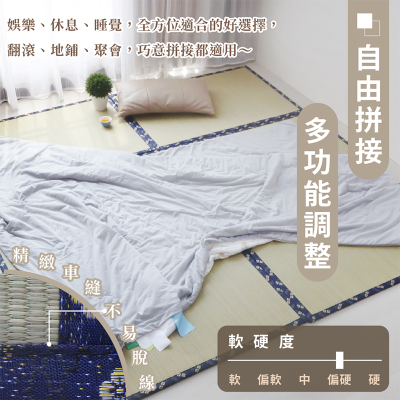 ［熊棉］天然藺草榻榻米地、床墊｜2入（贈魔鬼氈）｜100%藺草 榻榻米 地墊 一墊二用 超實用 贈魔鬼粘 天然草香, , large