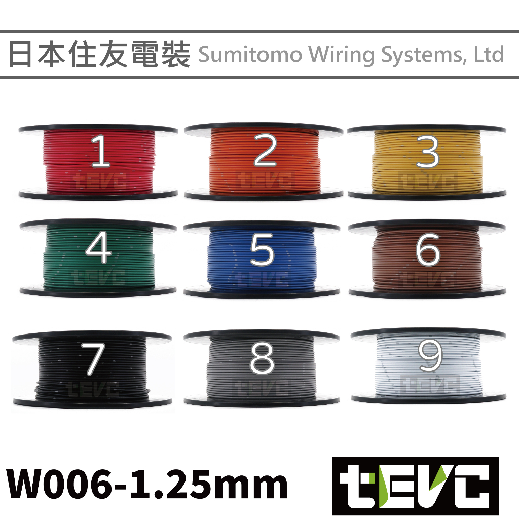 《tevc》W006 1.25 mm 零售 日本製 花線 電線 汽車 機車 引擎室 avss 車用 薄肉 avs 車規, , large
