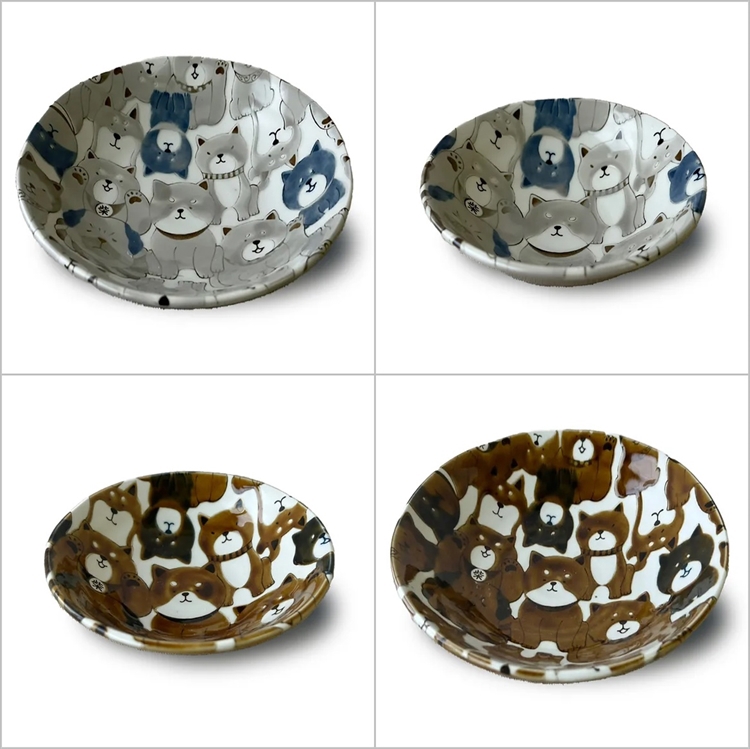 Shiba Inu food bowl set (4 pieces), , large