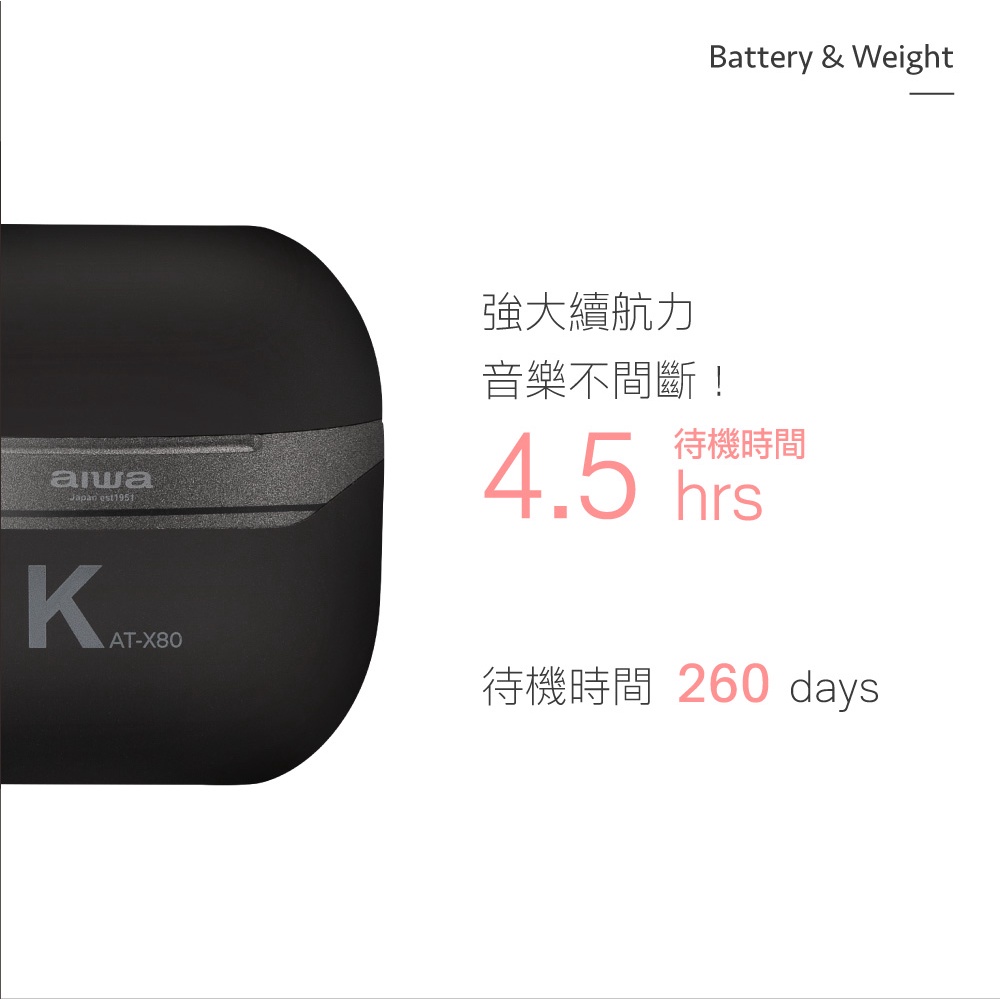 AIWA 愛華 ENC降躁真無線藍牙耳機 AT-X80K, , large