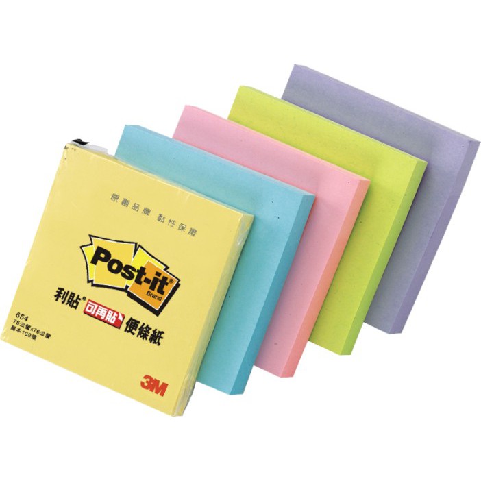 3M   可再貼 654便條紙(多色)綠, , large