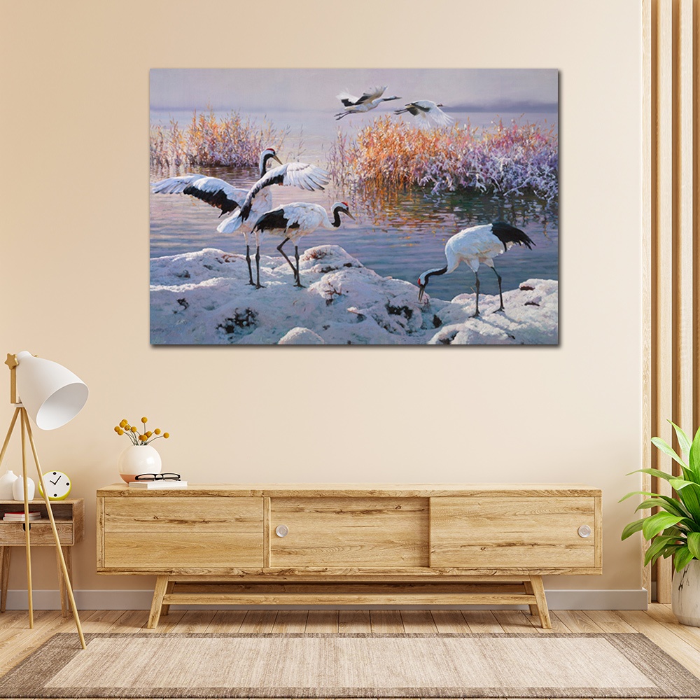 【御畫房】鶴舞 國家一級畫師手繪油畫60&times;90cm(VF-87), , large