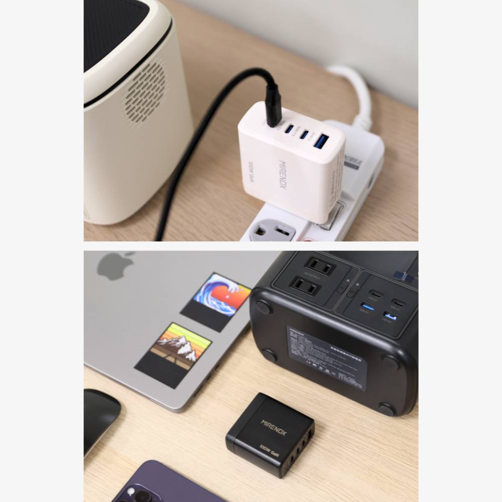 【MIRENEX 】emirai氮化鎵GaN 多孔電源供應器｜台灣製 [PD100W] ｜黑色／白色, , large