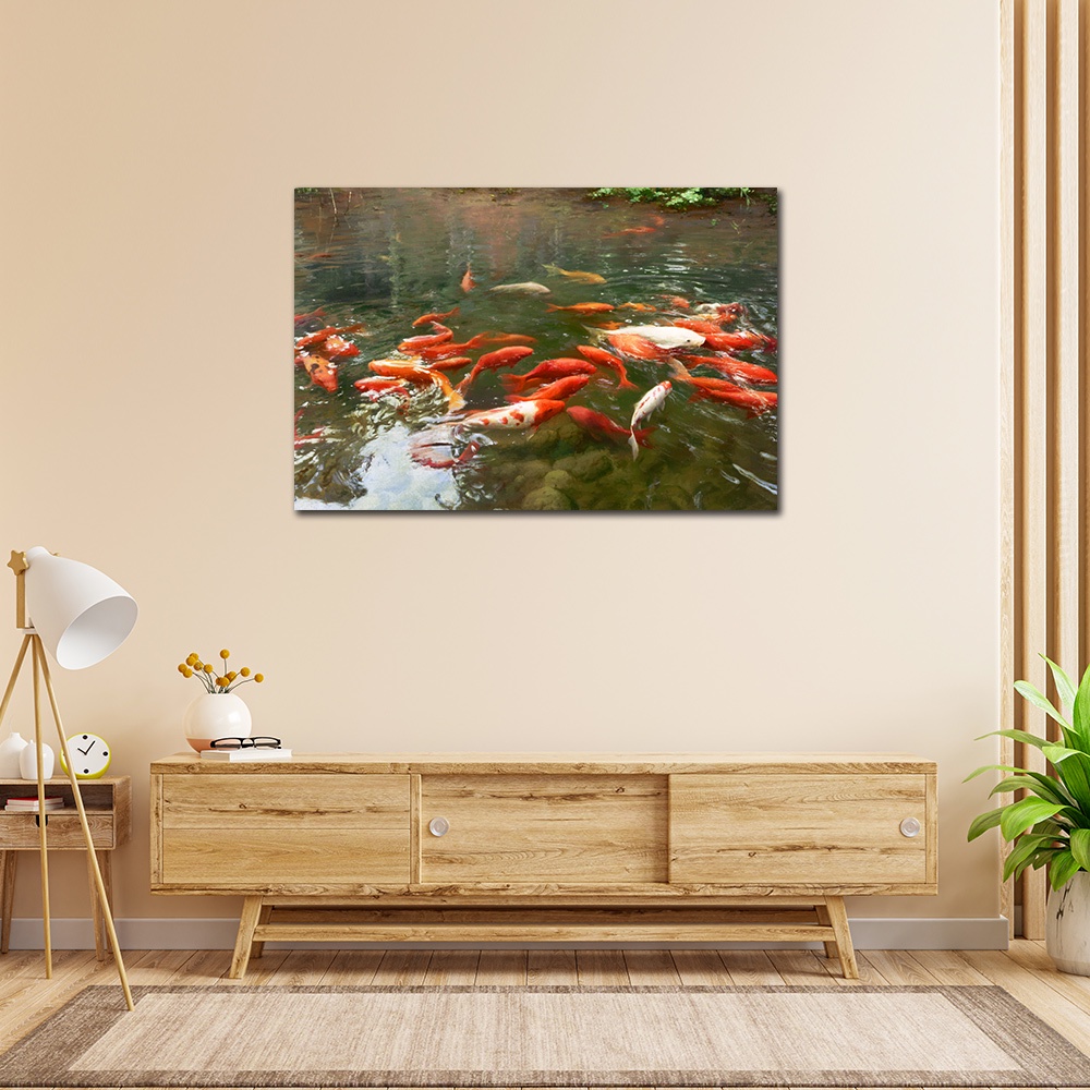 【御畫房】年年有魚 國家一級畫師手繪油畫60&times;90cm(VF-14), , large