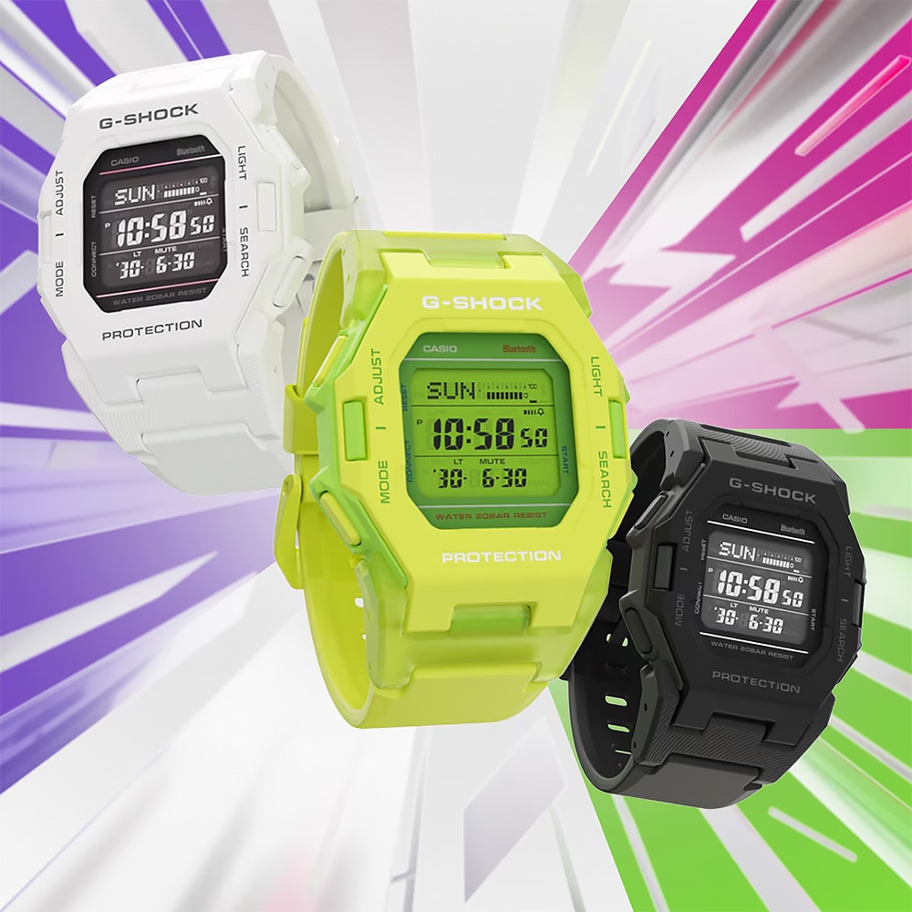 CASIO 卡西歐 G-SHOCK 纖薄時尚未來感藍牙運動電子錶 手錶-白 GD-B500-7, , large