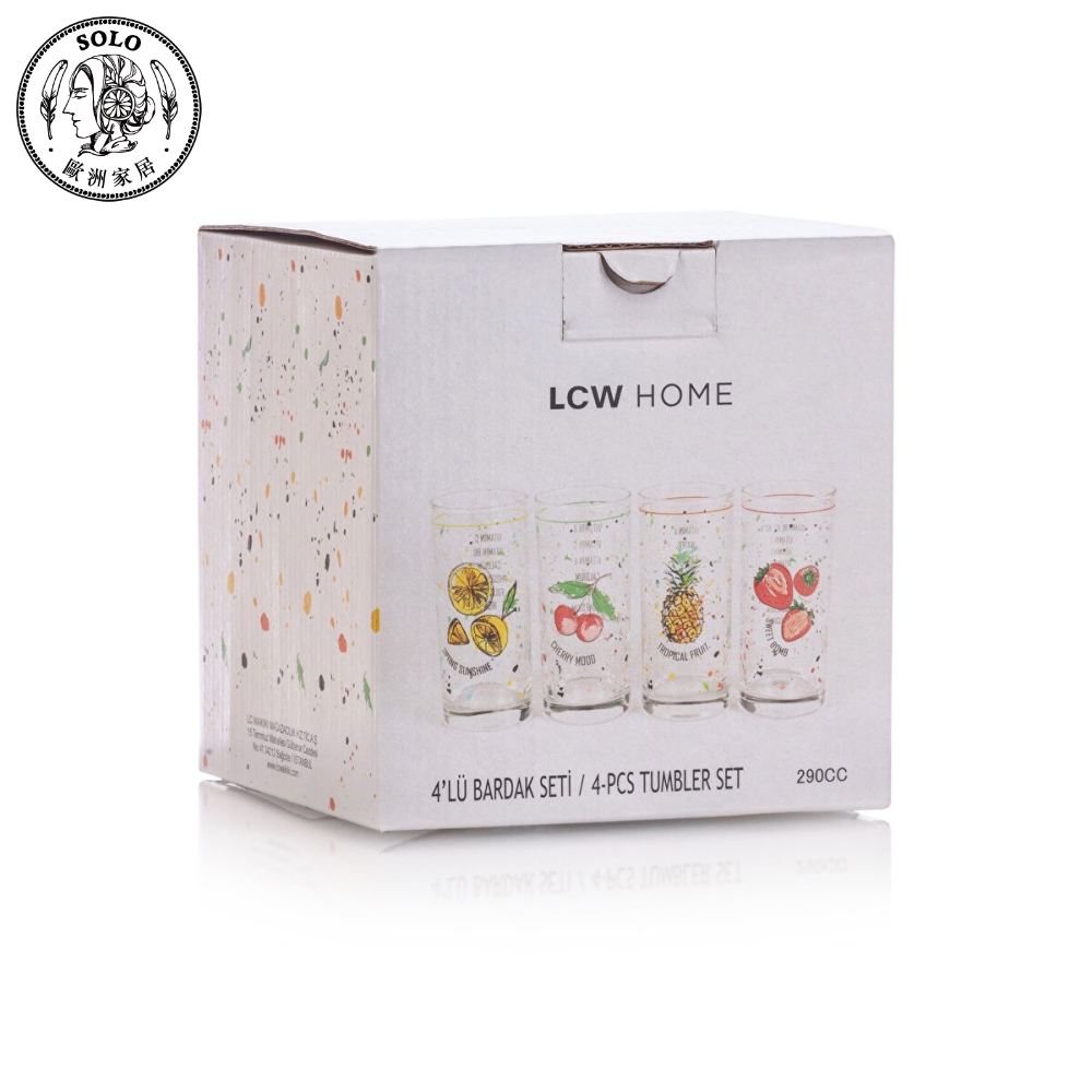 【SOLO Vintage】290ml Colorful Fruit Glasses 4 Pieces Set Teacups Water Cups Juice Cups Summer Drinks, , large