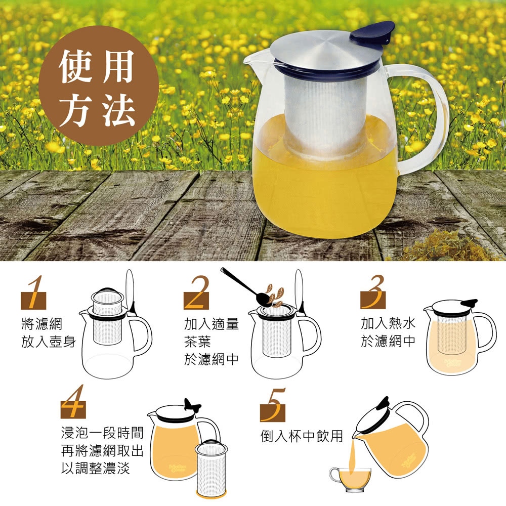 【美國Mother Goose鵝媽媽】580度超耐高溫大容量玻璃歐式沖茶壺1350ml 水壺 茶壺 泡茶壺 沖泡茶壺, , large