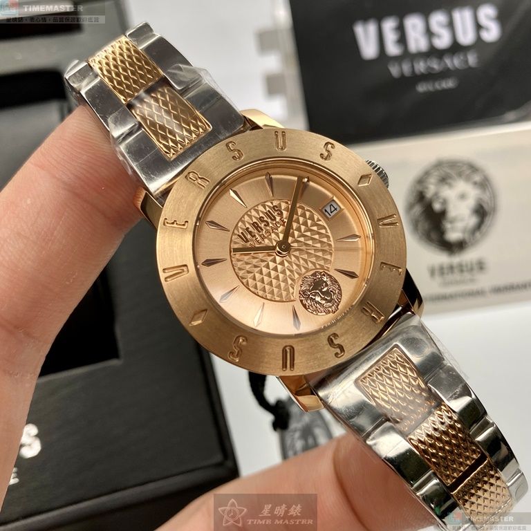 [星晴錶業]VERSUS VERSACE手錶,34mm,VV00315玫瑰金色錶面玫瑰金錶殼金銀相間精鋼錶帶款, , large