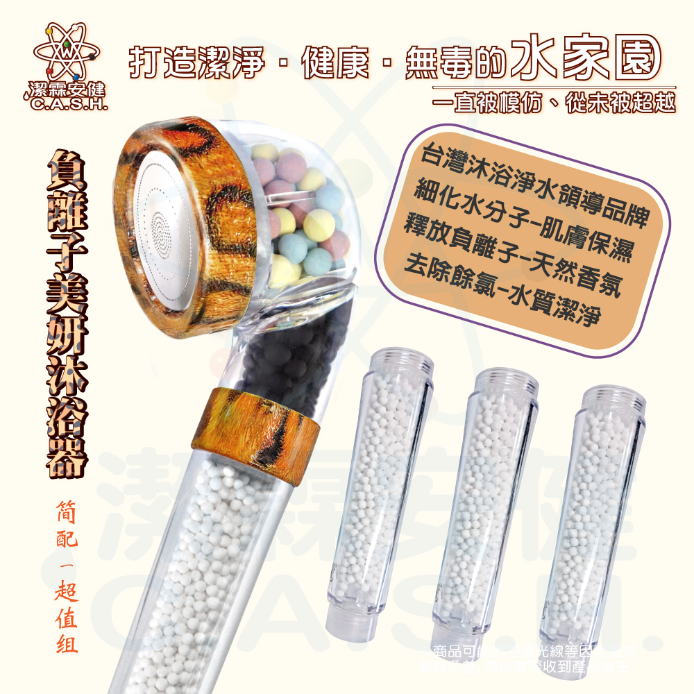 潔霖安健負離子美妍健康沐浴器-豹紋款-1年份超值組, , large