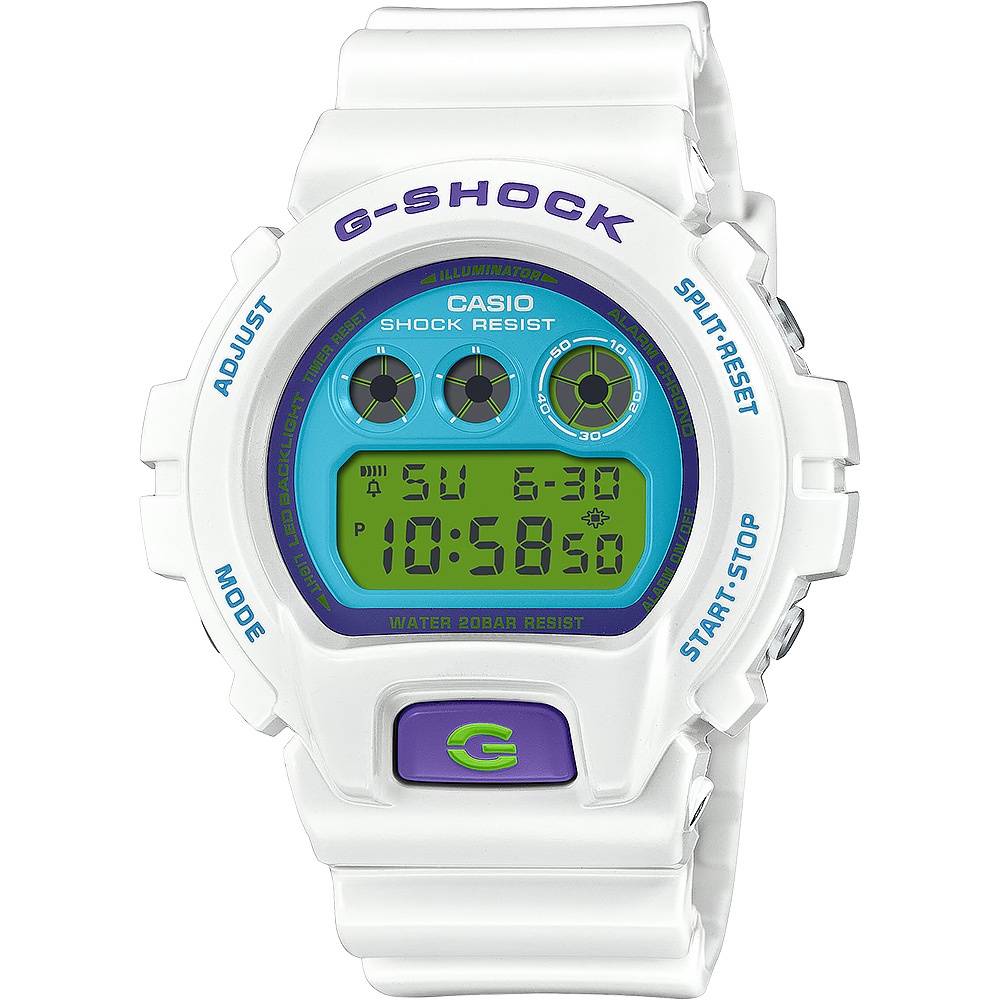 CASIO 卡西歐 G-SHOCK 復刻2000年代色彩電子錶-白 DW-6900RCS-7, , large