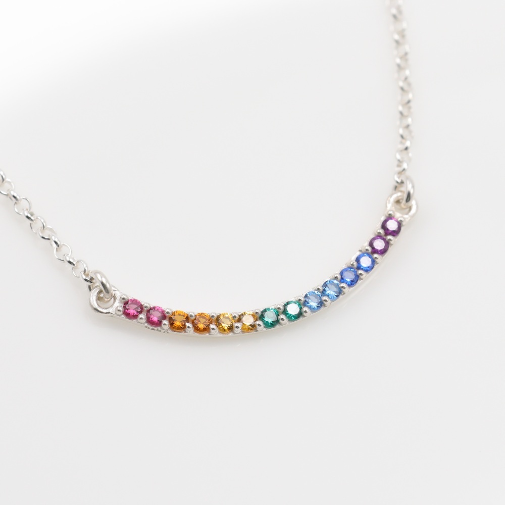 【Angel & Me】Smile Rainbow s925 sterling silver necklace Birthday gift, , large