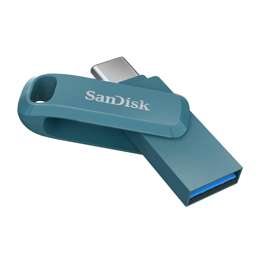 【SanDisk】Ultra GO 64G 海灣藍 TYPE-C USB 3.2 雙用 OTG 旋轉隨身碟 讀取速度 300MB/s, , large
